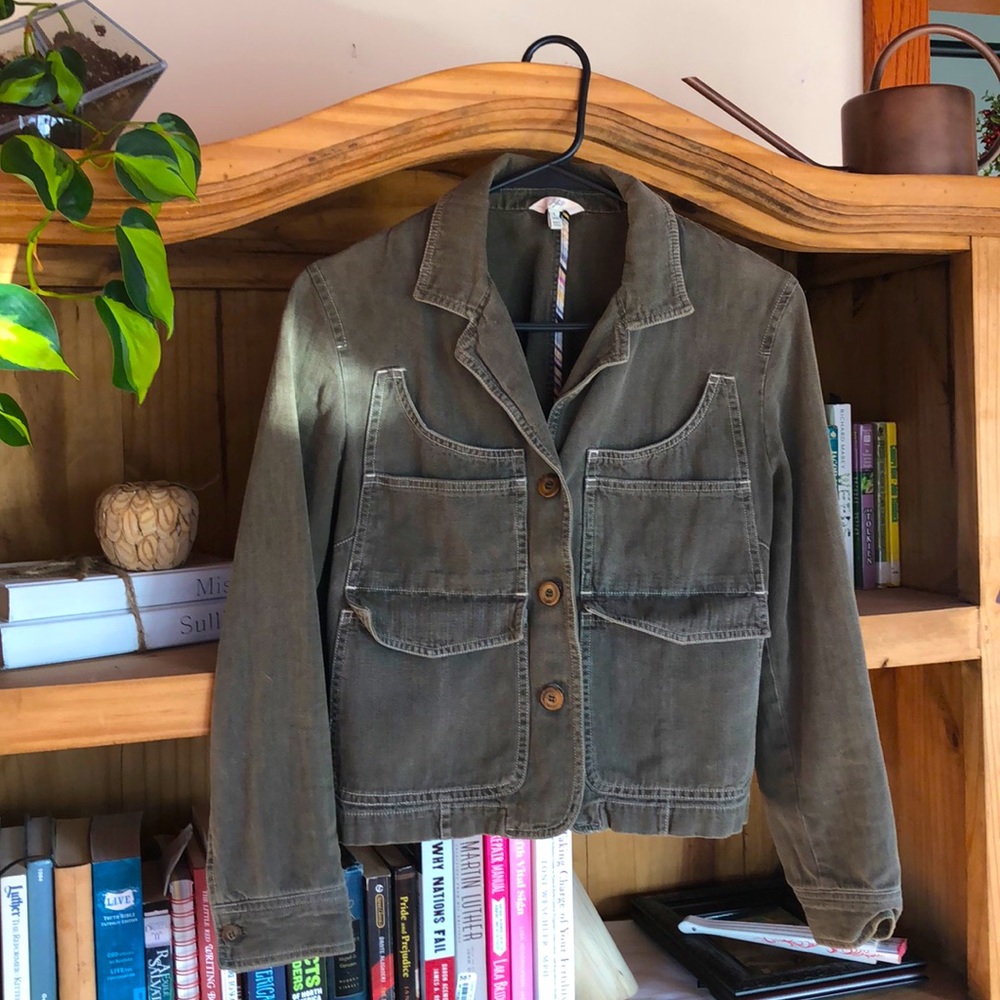 Army green jean jacket